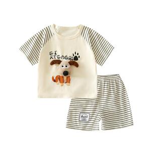 宝宝夏季套装男女童短袖薄款纯棉2025款婴儿夏装儿童休闲短裤睡衣