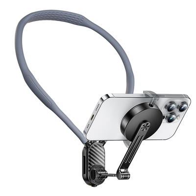 挂脖手机支架第一视角拍摄设备磁吸防抖胸前固定脖子vlog拍摄神器骑行钓鱼直播相机适用大疆影石全景相机通用