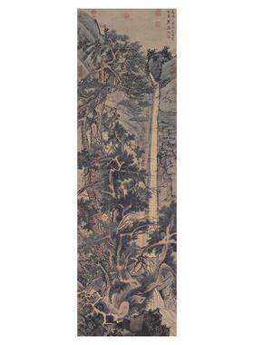 文徵明 古木寒泉图书画山水花卉挂轴国画真迹微喷仿古复制装饰画