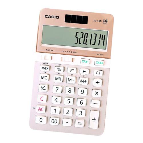 CASIO卡西欧官网正品JS-40B女性白领时尚礼品会计财务办公计算器简约粉色可爱礼盒装送礼计算机