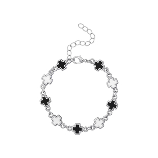 黑白拼接十字架手链男款轻奢小众手环高级感男士手饰男生秋冬配饰