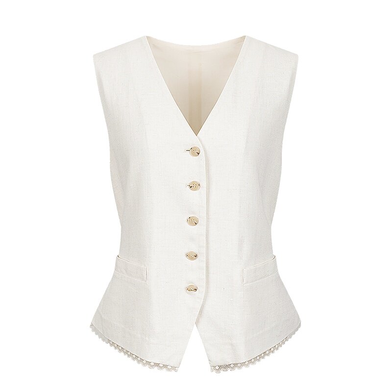 衣香丽影可调节收腰马夹女2026年夏装新款莱赛尔麻宽松减龄小马甲
