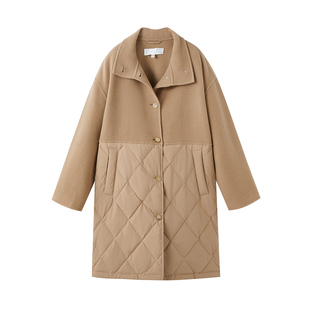 【90%鹅绒】URLAZH有兰冬季新款简约设计感羊毛拼接长款羽绒服女