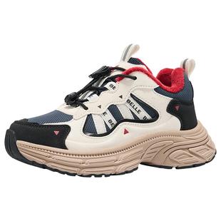 百丽童鞋男童运动鞋加绒棉鞋冬季跑步鞋新年款红色儿童户外登山鞋