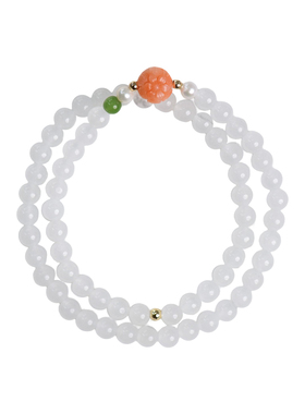 原创天然和田玉圆珠文艺手链礼品