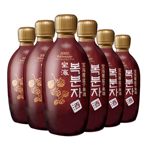 韩国进口宝海覆盆子果酒女士酒果味配制酒14度玻璃瓶装375ml*6瓶