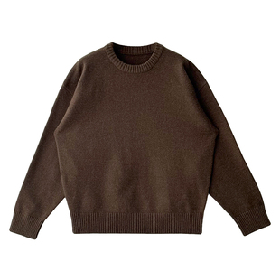 Nick Tian 咸菜绿纯色韩系极简风针织衫男秋冬圆领套头打底衫毛衣