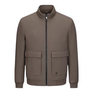 Alfieri艾法利高级cleanfit白鹅绒羊毛保暖立领羽绒服男棒球外套