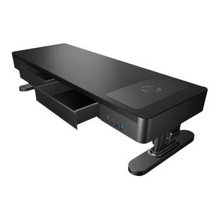 鹿为金属款 可调节升降式电脑显示器增高架笔记本USB拓展坞支架多功能手机无线充电办公室工位桌面收纳置物架