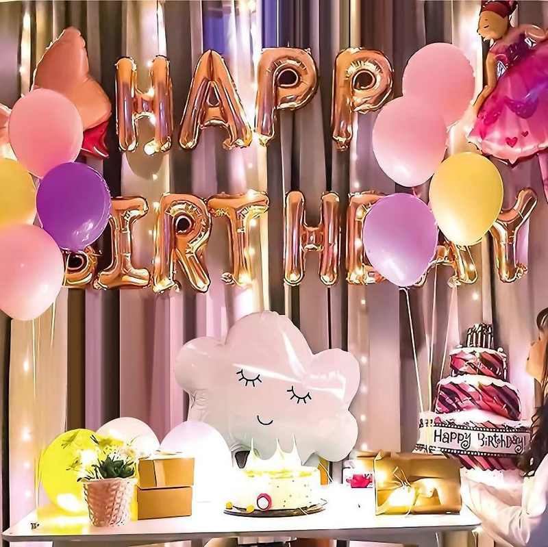 新款铝膜生日气球布置派对套餐装饰气球铝箔生日快乐字母套装气球