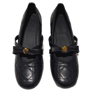 内增高4CM~小香风格纹山茶花玛丽珍鞋春款浅口圆头单鞋温柔仙女鞋