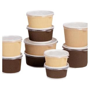 喇叭花一次性纸碗瓦楞牛皮纸碗汤杯圆形餐盒汤盒外卖打包带盖50只