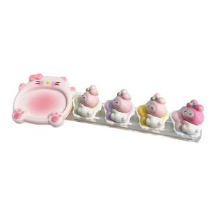 多功能卡通美甲笔架粉色小熊防水调色盘彩绘笔托美甲工具