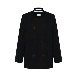 Letter from moon气质复古围脖双排扣羊毛外套2024秋季新款中长款