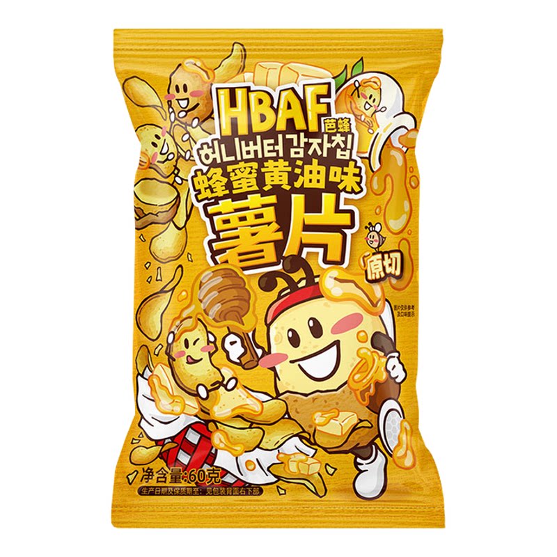 【所有女生直播间】hbaf芭蜂蜜黄油味薯片60g原切土豆片膨化零食