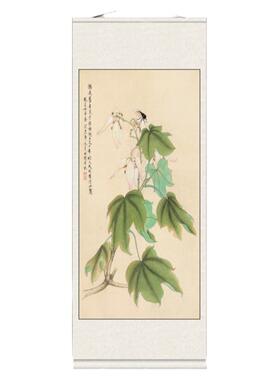 名家书画卷轴画丝绸挂画玉兰花鸟画蝴蝶客厅装饰画于非闇招财好运