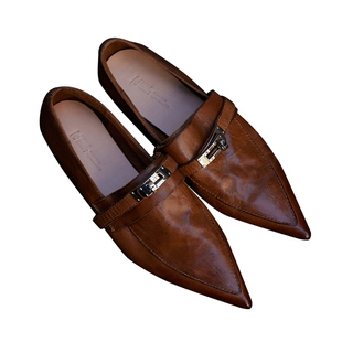 Le' Murmure “Geek Chic”重磅意大利水洗马皮 尖头马衔扣乐福鞋