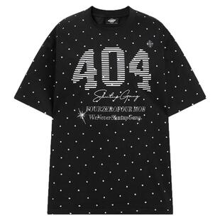 [蒲熠星同款]404MOB波点印花字母烫钻短袖T恤男女防晒凉感情侣潮t