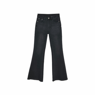 遮肉！闭眼冲~黑灰色微喇叭牛仔裤女2025新款高腰修身显瘦长裤子