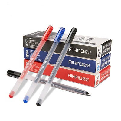 爱好大容量中性笔简约磨砂黑红蓝