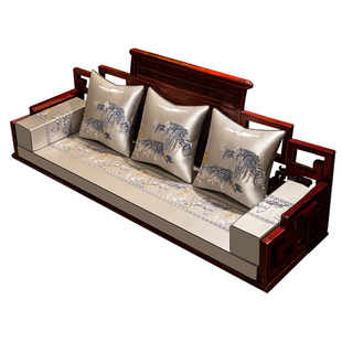 新中式红木沙发坐垫实木沙发海绵垫子套罩防滑罗汉床五件套定制