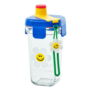 Glasslock&wigglewiggle联名印花卡通玻璃水杯家用手提新款杯子