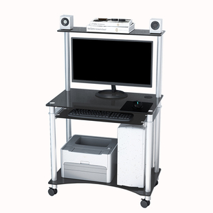 可移动钢化玻璃电脑桌台式桌卧室家用办公桌台式机简约电脑桌书桌