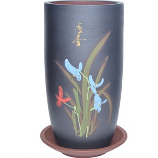 紫砂兰花盆室内盆栽绿植文竹花盆梅兰竹菊创意简约古典陶瓷花盆