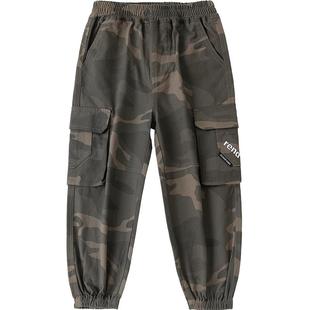 小象汉姆童装男童加绒工装裤儿童户外迷彩裤休闲2025冬装新款长裤