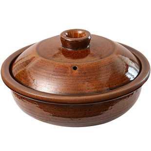 小葵川町屋 日本进口信乐烧复古粗陶耐高温矮款汤锅土锅砂锅炖锅