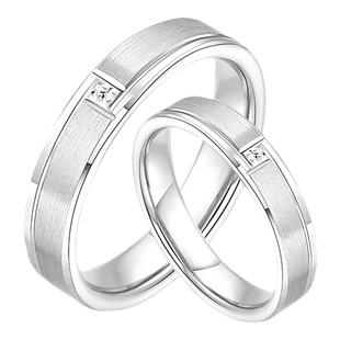 奢珠_宠 铂金对戒情侣款素圈PT950白金男士求婚结婚戒指女简约