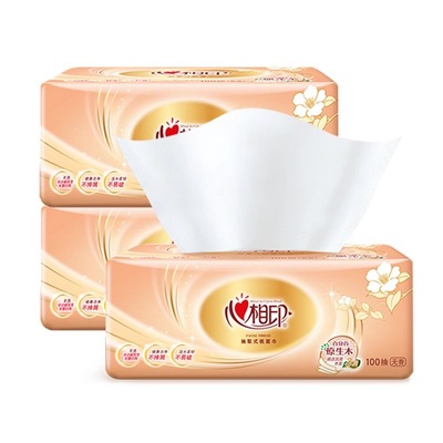 心相印抽纸纸巾100抽10大包家用卫生经典丝享S码餐巾纸面巾纸抽