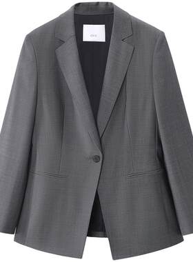 OVV2026春夏新款女装双色斜纹仿牛仔羊毛面料高级休闲西服