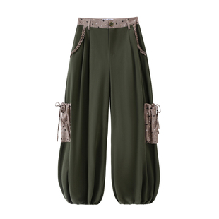 UnsocialNight春夏新款原创设计拼接花苞裤