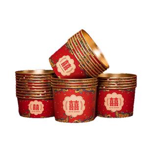 结婚一次性碗筷套装金箔喜宴纸碗打包餐盒红色婚礼喜碗成箱批发