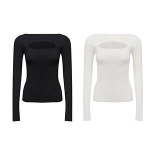 AEL高级感黑色羊毛毛衣女款春季2025新款镂空内搭打底针织衫上衣