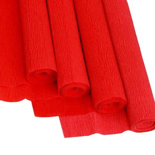 红色皱纹纸大红色彩色加厚皱褶纸幼儿园diy制作褶皱纸包手工花材料折花卷边纸百褶纸环创玫瑰花手揉纸小红花