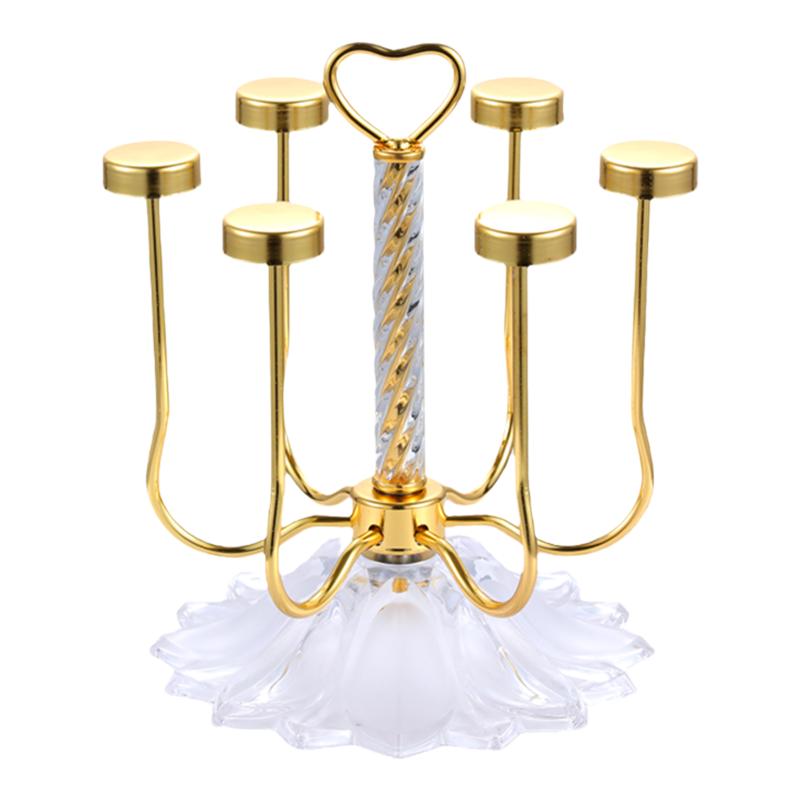 不锈钢旋转水杯杯子架子轻奢杯架倒挂茶杯酒杯收纳架欧式带托盘6