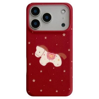 红喜庆好运星星小马苹果手机壳女