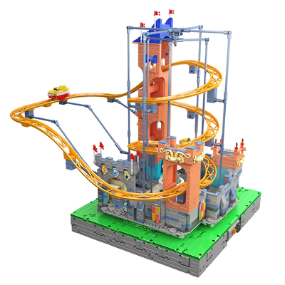 电动城堡过山车积木男孩生日礼物