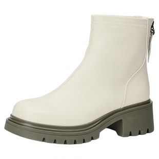 戈美其断码清仓特价秋冬女士短靴粗跟时尚潮流百搭黑色棕色女靴子