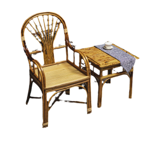 新中式茶桌椅竹椅子凳子靠背椅手工老式竹编家用茶几小竹凳编织