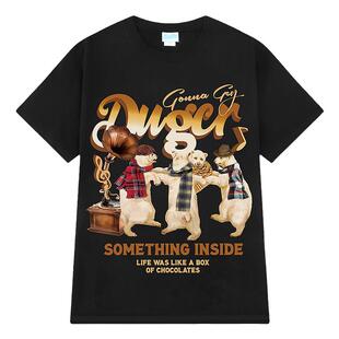 美式印花小熊短袖T恤男夏季vibe休闲宽松打底衫chic港风内搭上衣