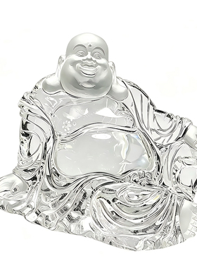 天然白水晶弥勒笑佛招财纳福摆件
