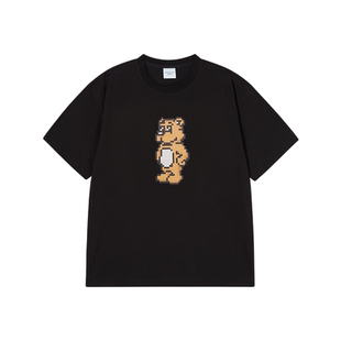 ADLV积木风AC熊短袖休闲风卡通图案全棉T恤圆领宽松上衣韩国潮牌