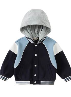 戴维贝拉男童外套儿童连帽衣服秋季新款宝宝棒球服童装男孩秋装