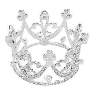 韩式镶钻珍珠圆形小皇冠公主生日王冠礼服发饰儿童演出舞台头饰