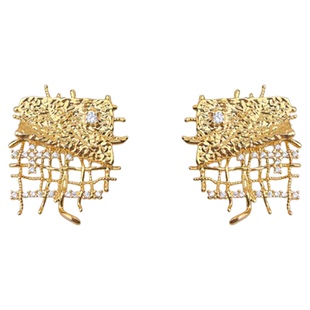 法式小众编织轻奢复古耳环夸张独特设计不规则耳钉秋冬蚊香盘耳夹