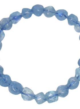 天然海蓝宝手链随形手串橄榄石手链可调节长度单圈清新蓝绿饰品