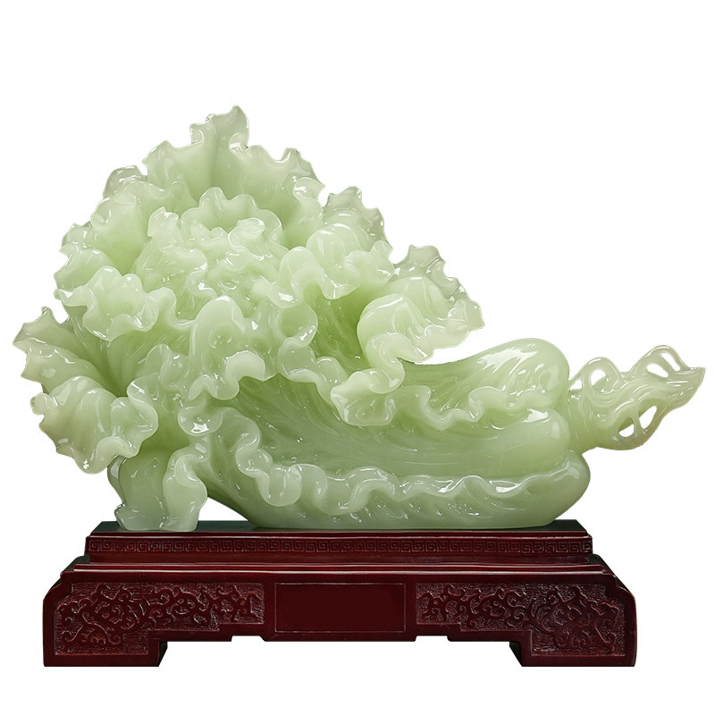 百财聚来白菜摆件玉石客厅玄关办公室招财装饰品乔迁新居开业礼物